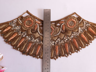 Zardozi Embroidered Neckline Applique: Indian Sew-On Patch