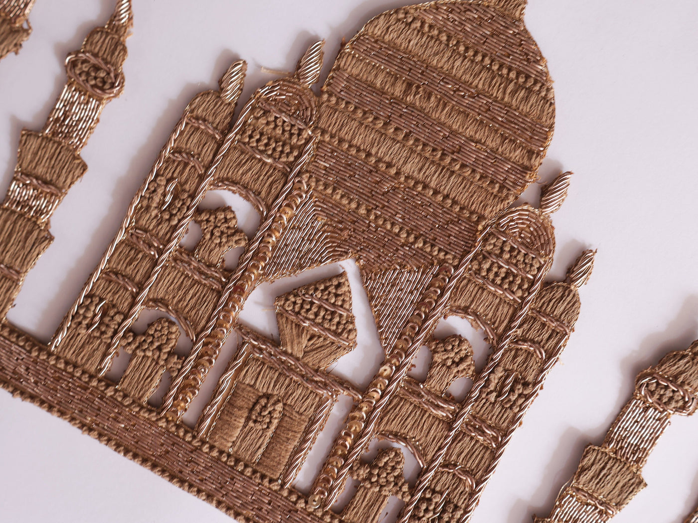 Taj Mahal Applique Patch, Embroidered Zardozi Knotwork, Handmade