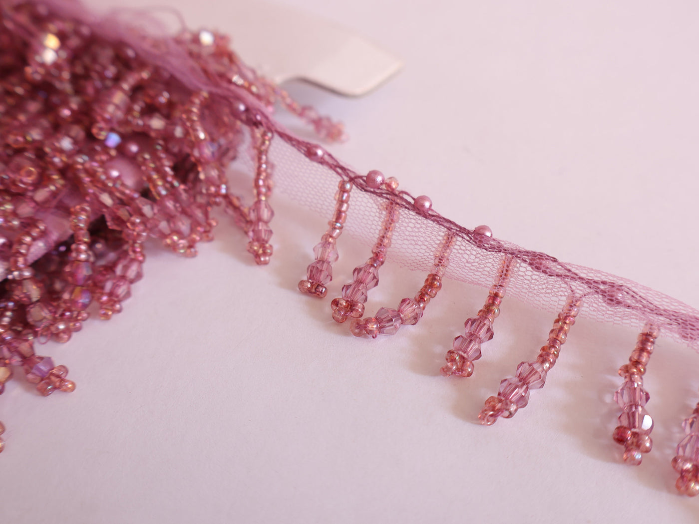 Wine Cutdana Crystal Beaded Tassel Lace - Indian Dupatta Trim