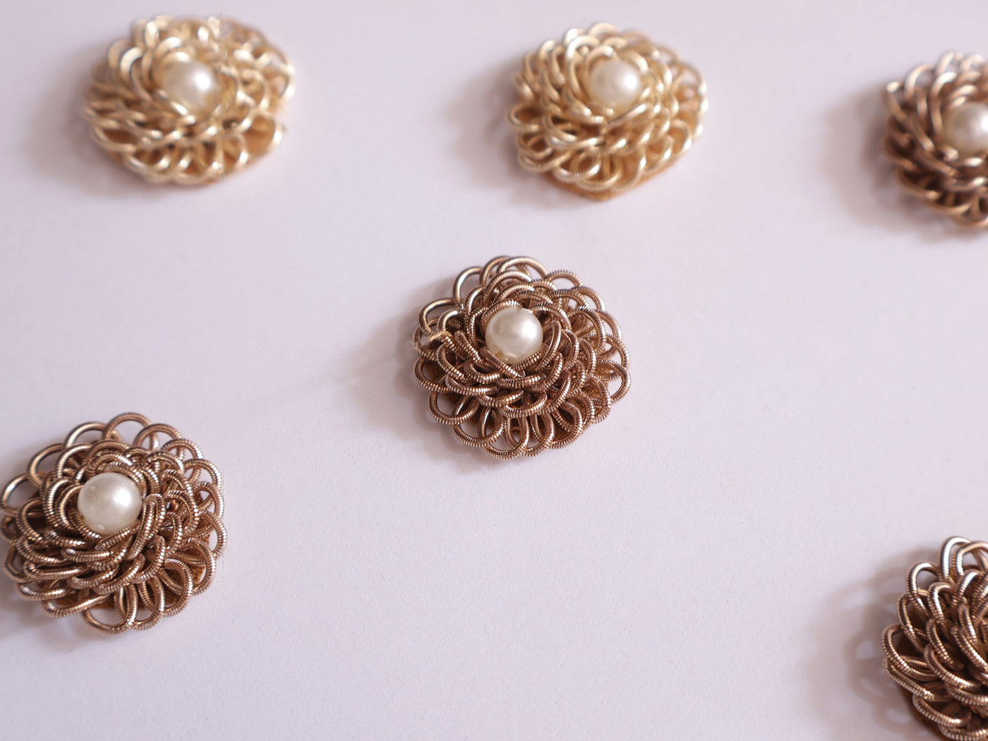 25 Gold Floral Zardozi Pearl Applique Patches: Indian Sari Embellishments