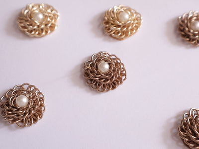 25 Gold Floral Zardozi Pearl Applique Patches: Indian Sari Embellishments