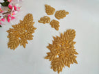 Gold Beaded Applique Patches: Baroque Embroidered Floral Sew-On Set