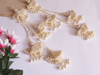 Pearl & Crystal Lehenga Tassels: Creme White Beaded Tiebacks - 1 Pair