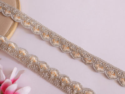 9 Yards Ombre Creme Yellow Threadwork Scalloped Lace Trim