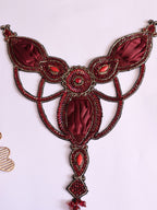 Embroidered Applique Patch: Handcrafted Indian Sequin Cutdana Neckline