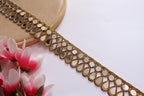 Golden Mirror Sari Border: Indian Cutwork Lace Trim (2.5 cm)
