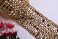 Mirror Sari Border Trim: Dark Gold Cutwork Lace, Indian Embellishments - 12cm Wide