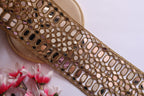Mirror Sari Border Trim: Dark Gold Cutwork Lace, Indian Embellishments - 12cm Wide