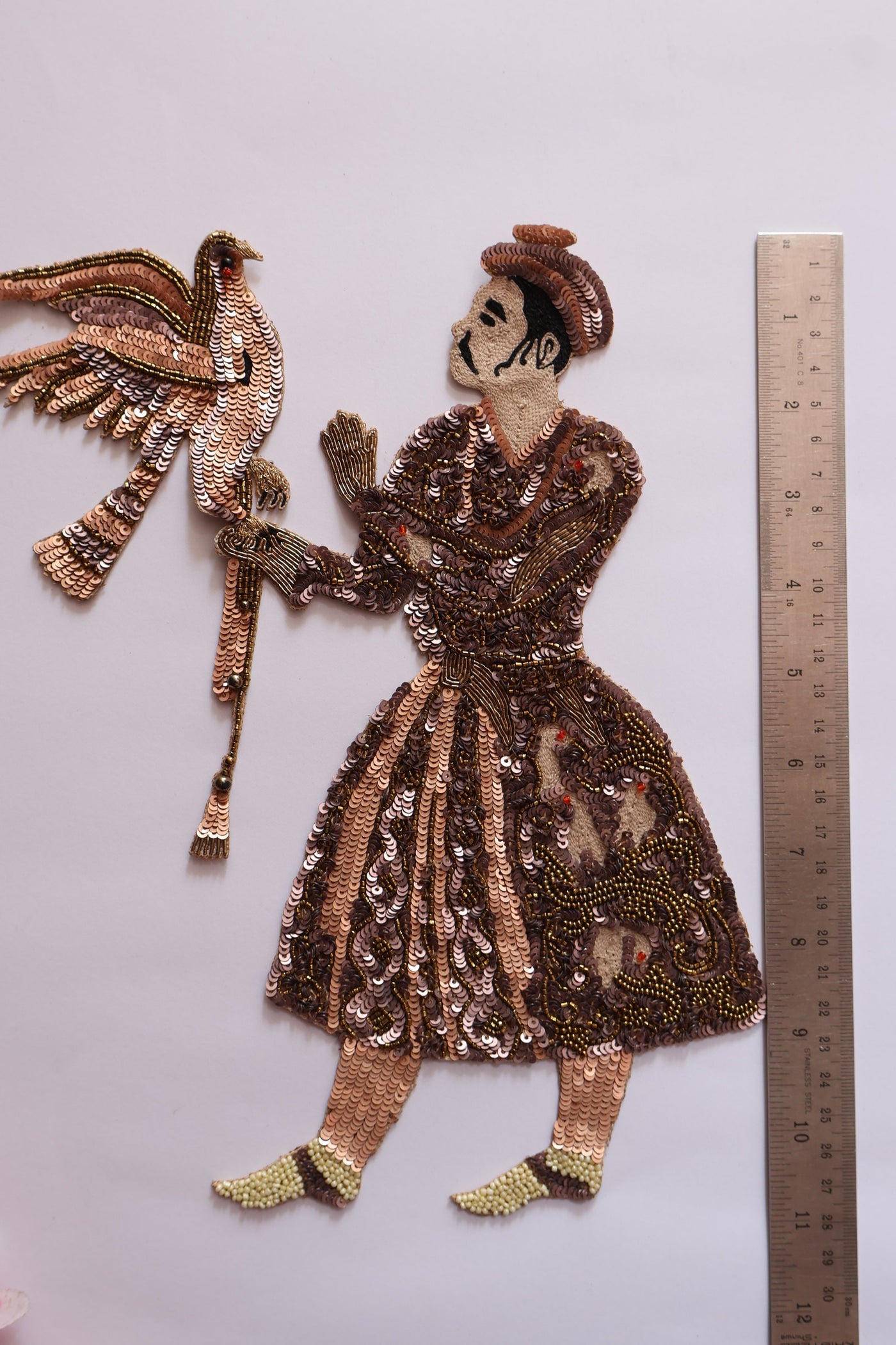 Intricate Sequin Work Zardozi Applique Patch, Indian Emperor