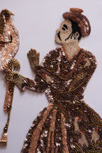 Sequin Zardozi Applique Patch: Handmade Indian Emperor & Eagle Artwork