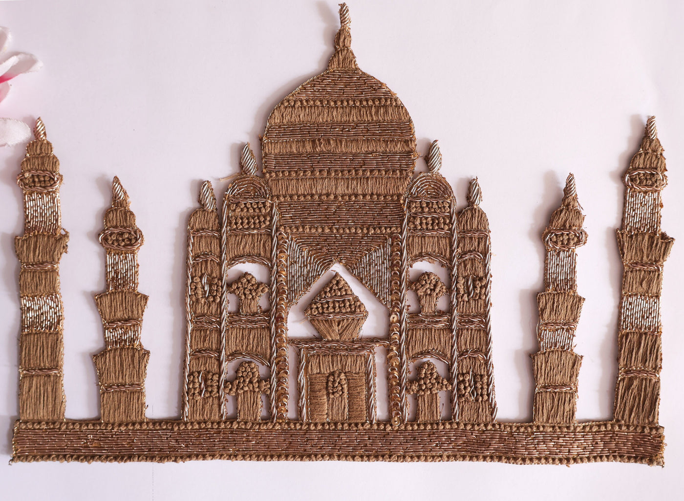 Taj Mahal Applique Patch, Embroidered Zardozi Knotwork, Handmade