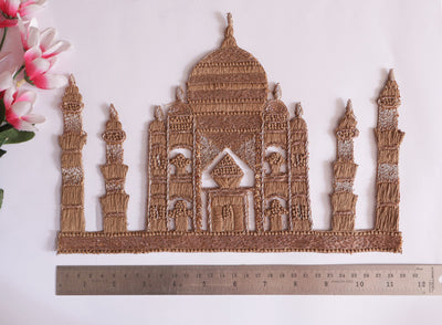 Taj Mahal Applique Patch, Embroidered Zardozi Knotwork, Handmade