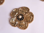Floral Golden Sequin Applique Patches: Indian Embroidered Sew-On Embellishments (Set of 4)