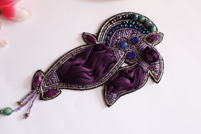 Dark Purple Handcrafted Unique Beads & Pearl Artwork - 1 pc