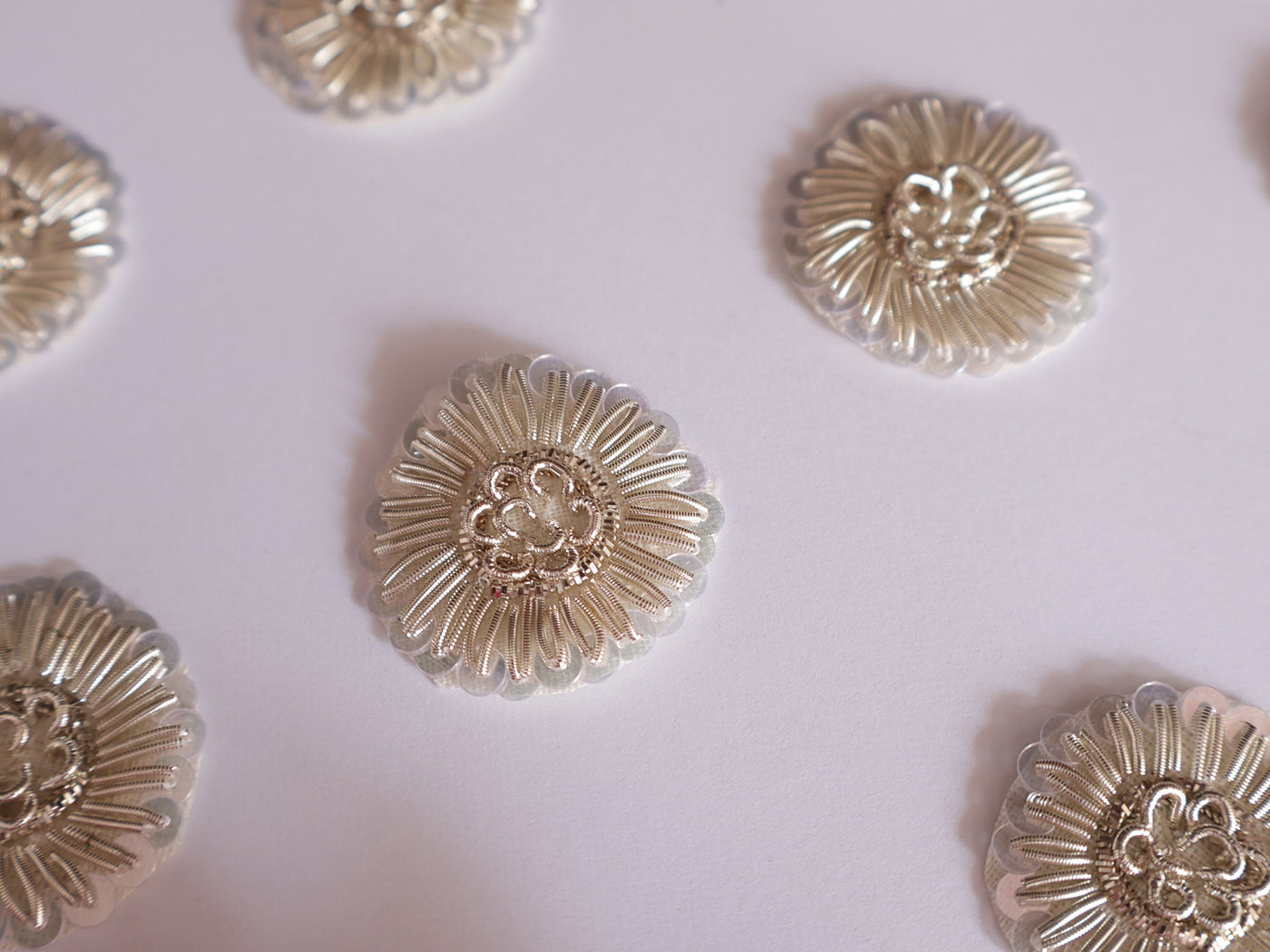 25 Pearl White Floral Zardozi Applique Patches: Indian Sari Embellishments