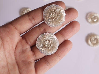 25 Pearl White Floral Zardozi Applique Patches: Indian Sari Embellishments