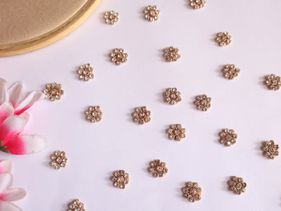 50 Pc - Antique Gold Mini Zircon Applique Patches