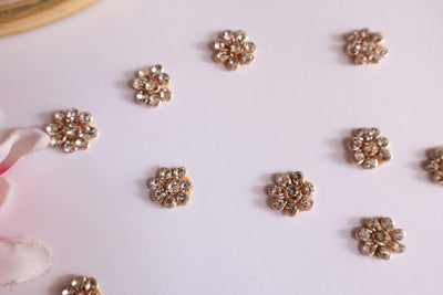 50 Pc - Antique Gold Mini Zircon Applique Patches