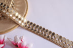 Rose Gold Mirror Sari Border Lace: Indian Cutwork Trim, 2.5cm Wide