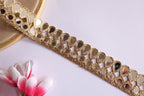 Rose Gold Mirror Sari Border Lace: Indian Cutwork Trim, 2.5cm Wide