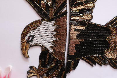 Flying Eagle Sequin Work Embroidered Indian Applique Patch