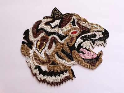 Tiger Applique Sew on Patch, Handcrafted Embroidery Artwork - 1 Pc