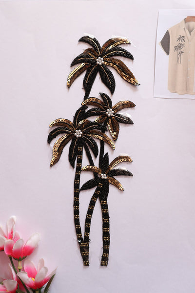 Floral Sequin Embroidered Applique Patch - 1 Pc