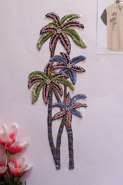 Floral Sequin Embroidered Applique Patch - 1 Pc