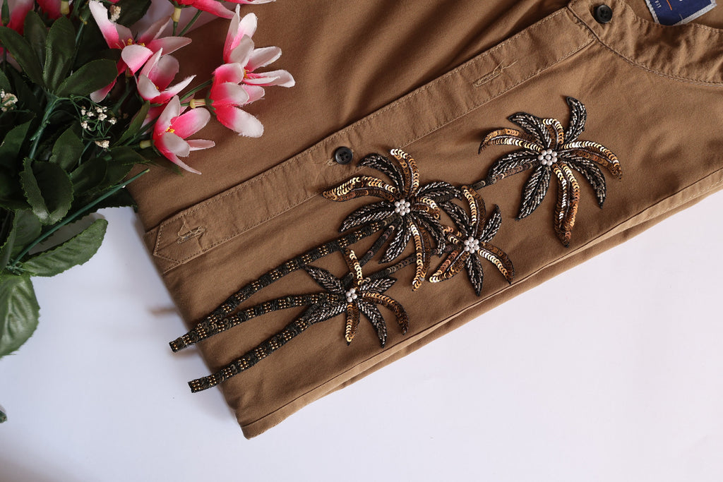 Floral Sequin Embroidered Applique Patch: Handcrafted Indian Sew-On