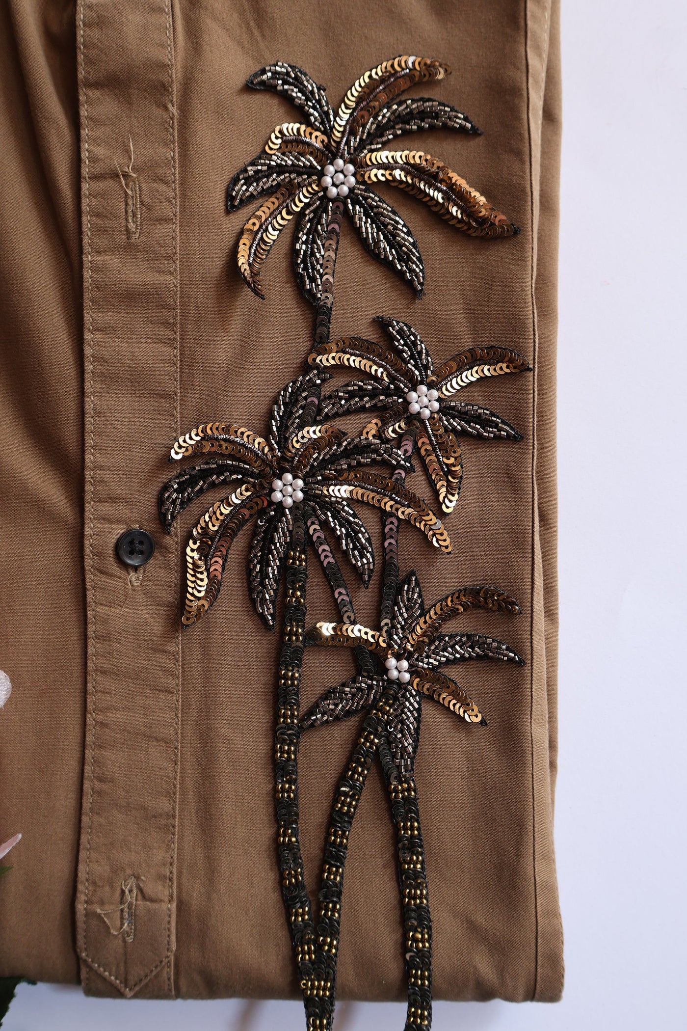 Floral Sequin Embroidered Applique Patch - 1 Pc