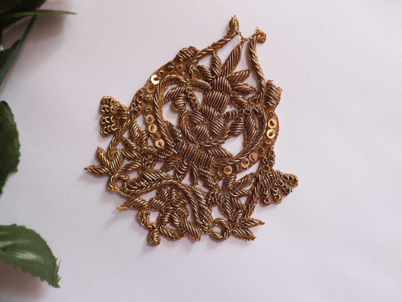 Set of 4 - Black/ Gold Handcrafted Zardozi Embroidered Applique Patch