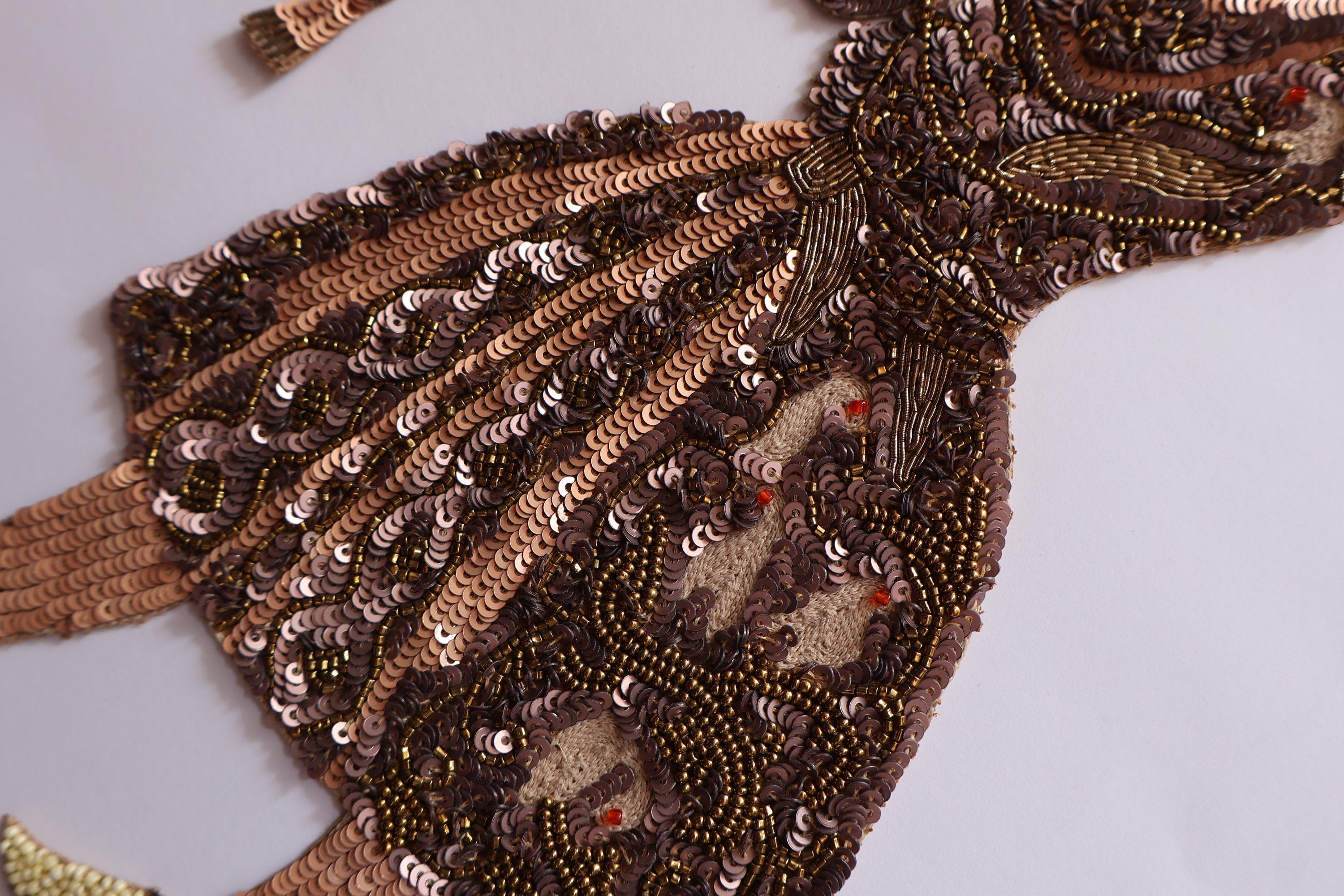 Sequin Zardozi Applique Patch: Handmade Indian Emperor & Eagle Artwork