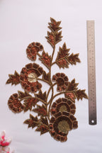 Vintage Copper Gold Applique: Floral Sequin Embroidered Patch