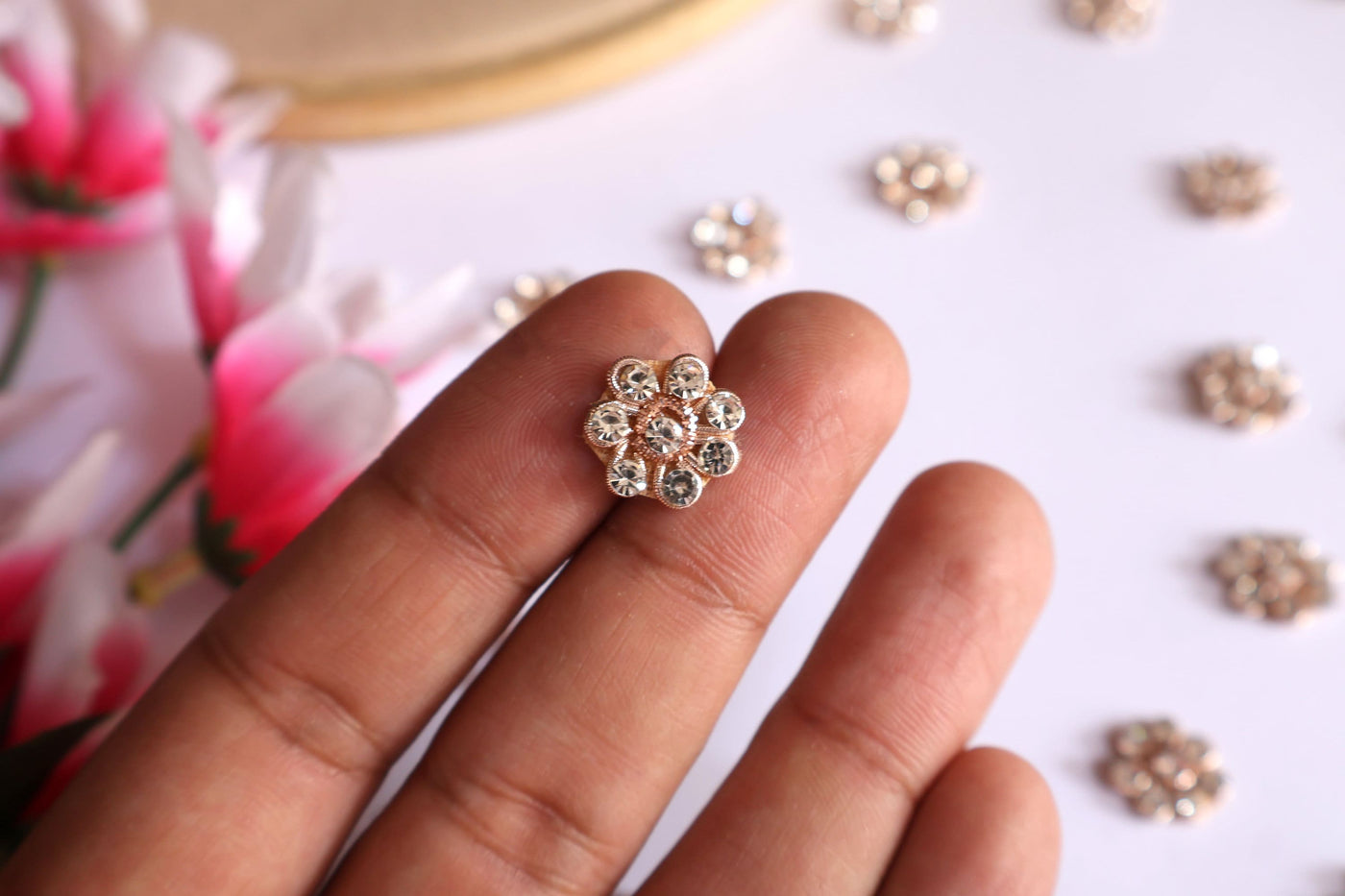 50 Pc - Antique Gold Mini Zircon Applique Patches