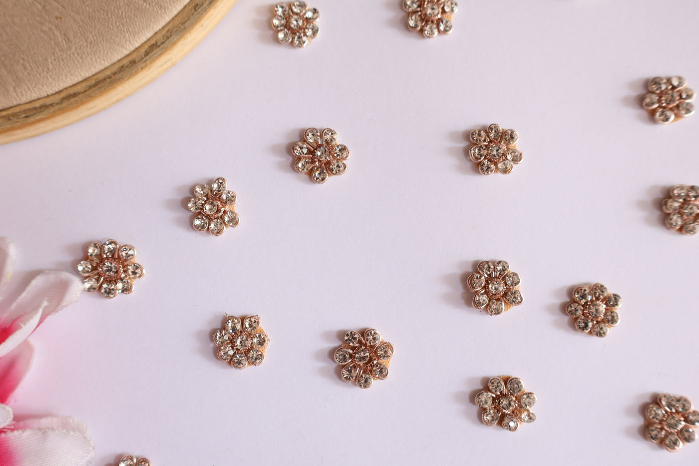 50 Pc - Antique Gold Mini Zircon Applique Patches