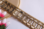 Golden Mirror Cutwork Trim: Indian Sari Border, Wedding Embellishments