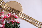 Golden Mirror Cutwork Trim: Indian Sari Border, Wedding Embellishments