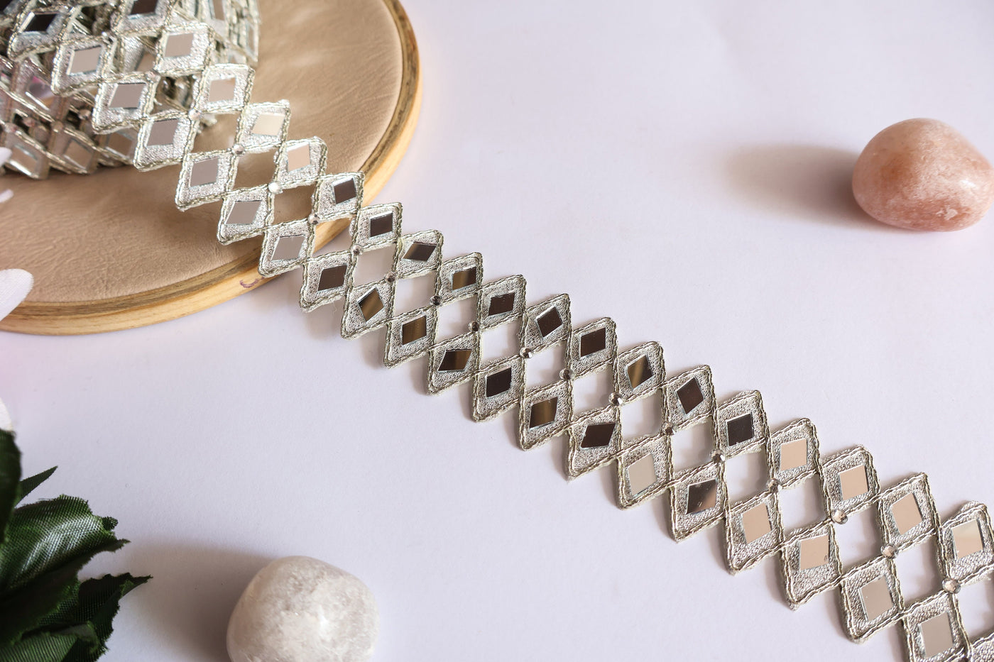 Silver Mirror Cutwork Lace Trim: Indian Sari Border, DIY Sewing (4cm Wide)