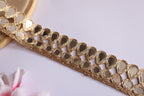 Rose Gold Mirror Sari Border Lace: Indian Cutwork Trim, 2.5cm Wide