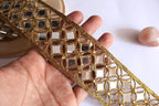 Golden Mirror Geometric Trim: Zari Indian Lace (5cm Wide)