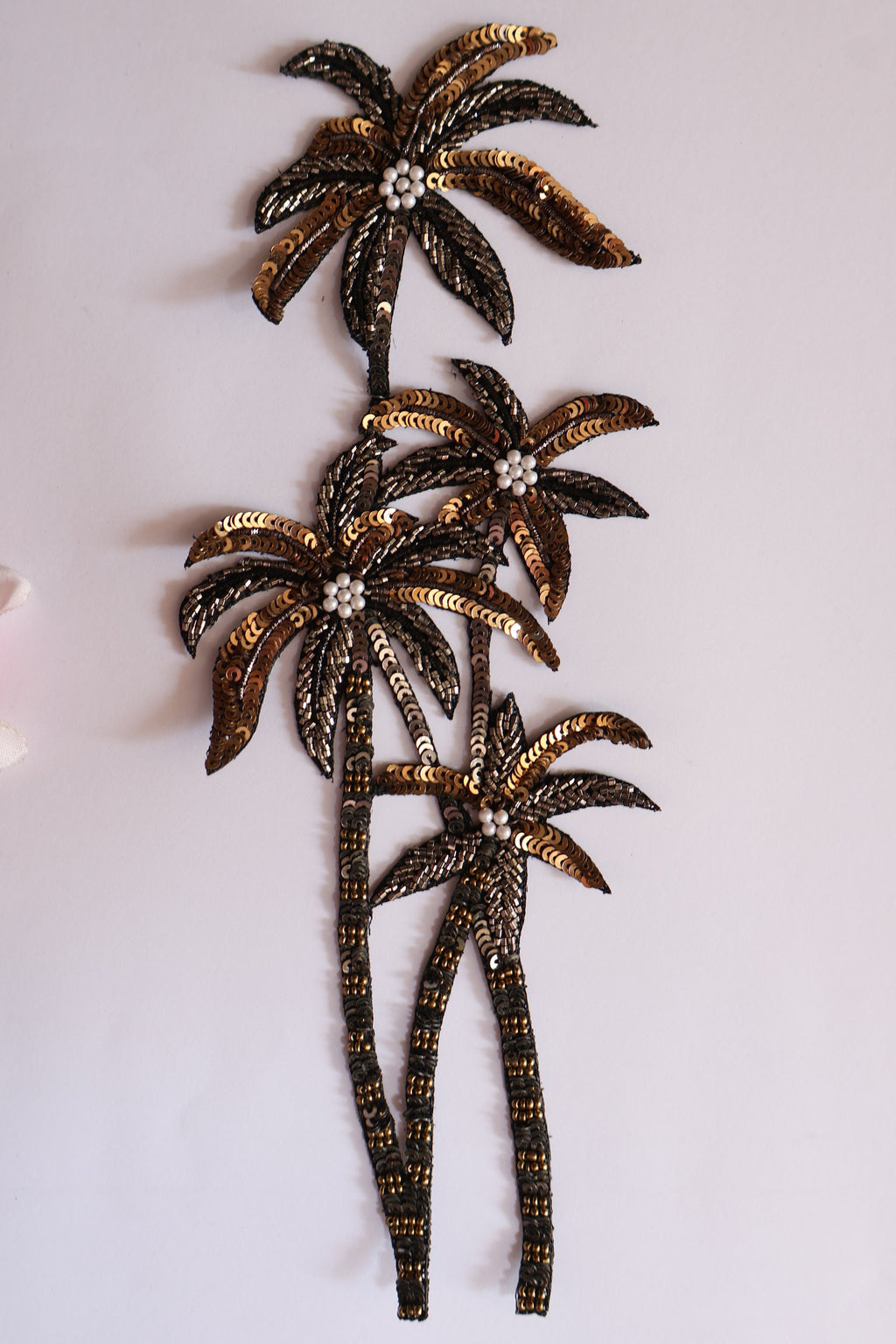 Floral Sequin Embroidered Applique Patch: Handcrafted Indian Sew-On