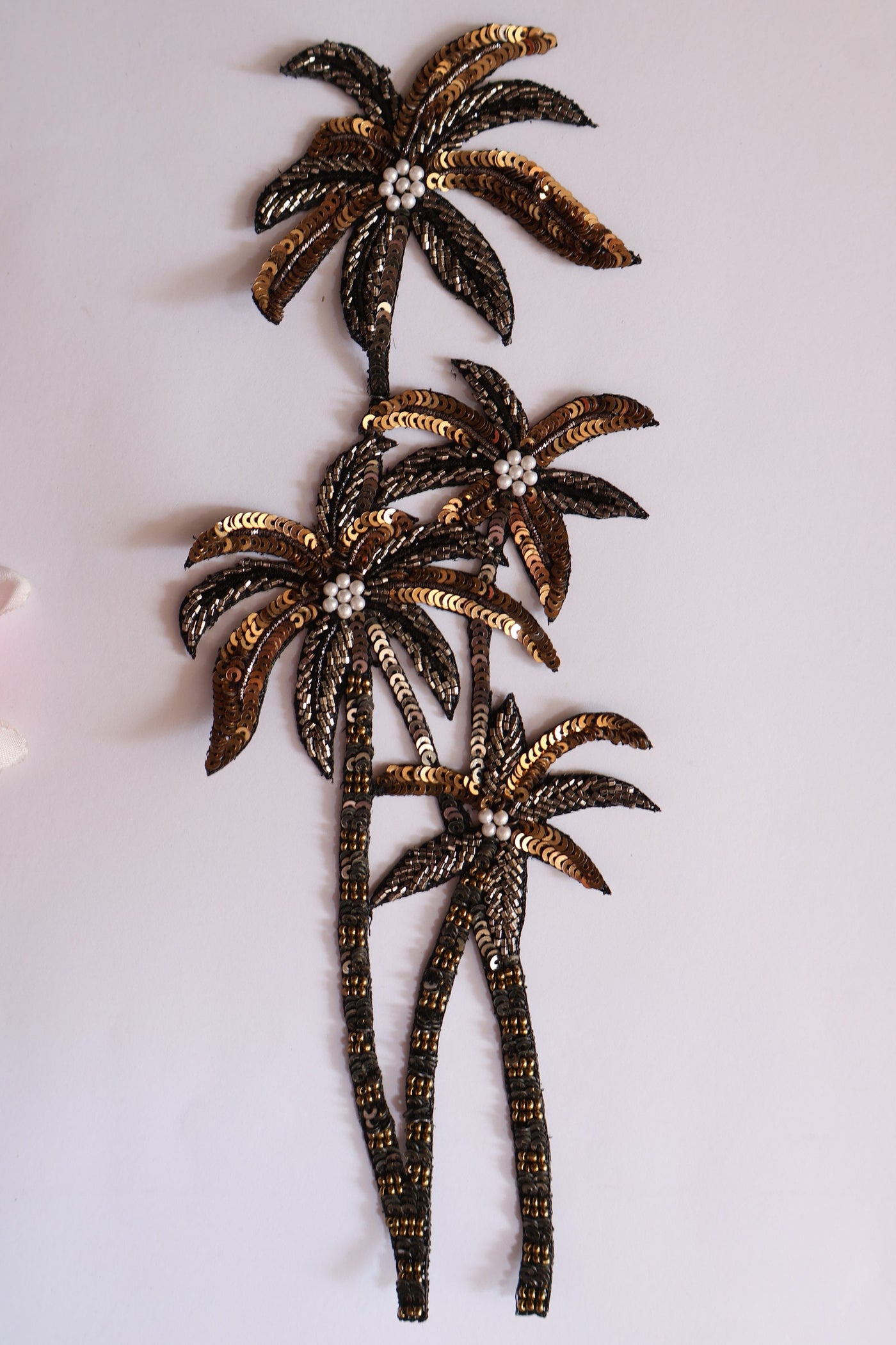 Floral Sequin Embroidered Applique Patch - 1 Pc