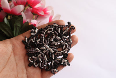 1 Pair Zardozi Embroidered Sequin Applique Patch: Baroque Gold Set