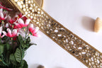 Mirrorwork Trim: Golden Cutwork Indian Lace, 6cm Wide
