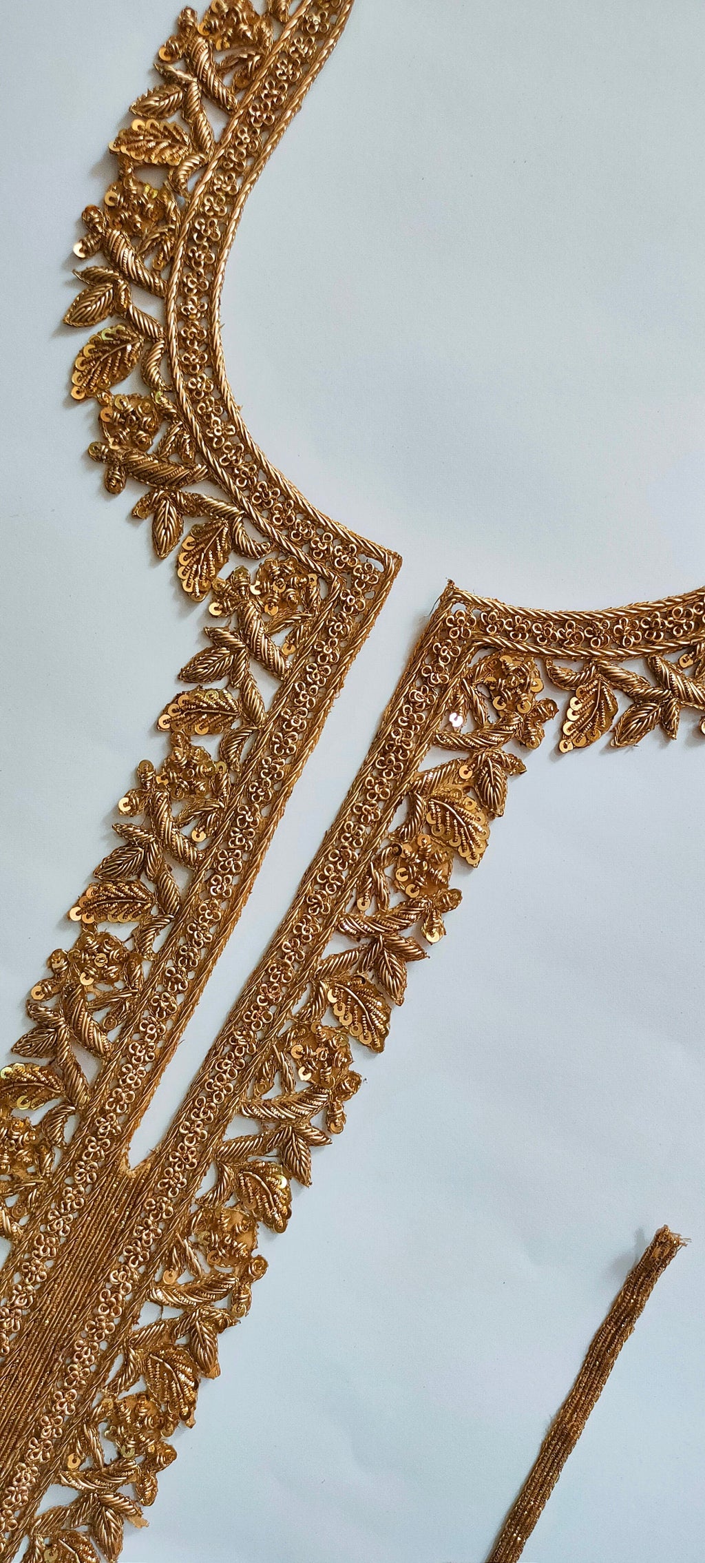 Zardozi Embroidered Neckline Patch with Sleeves: Floral Applique