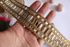 Gold Mirror Lace Trim: Rectangular Embellishment, 4.5cm Wide