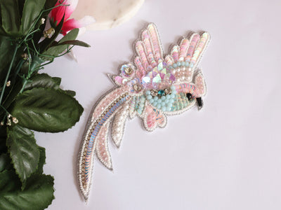 Baby Pink Sew on Bird Applique Patch - 1 Pc