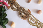 Golden Cutwork Pattern Scalloped Mirror Trim 7cm Wide