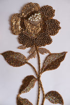 Gold Embroidered Rose Patch: Beaded Zardozi Applique