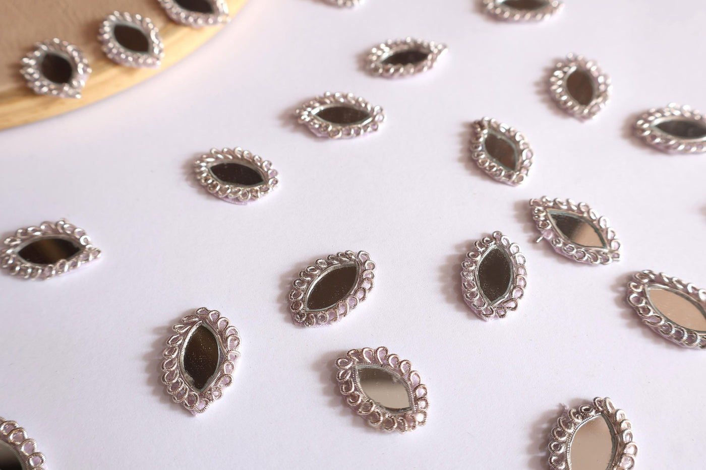 25 Silver Mirror Applique Patches: Sew-On Indian Embellishments